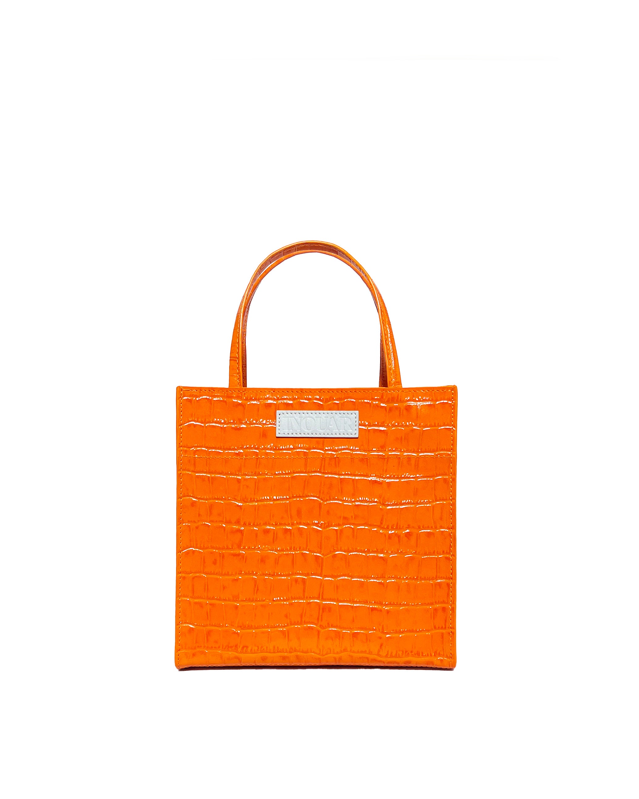 Mini trousse 1440 Toy orange cuir embossé croco Femme